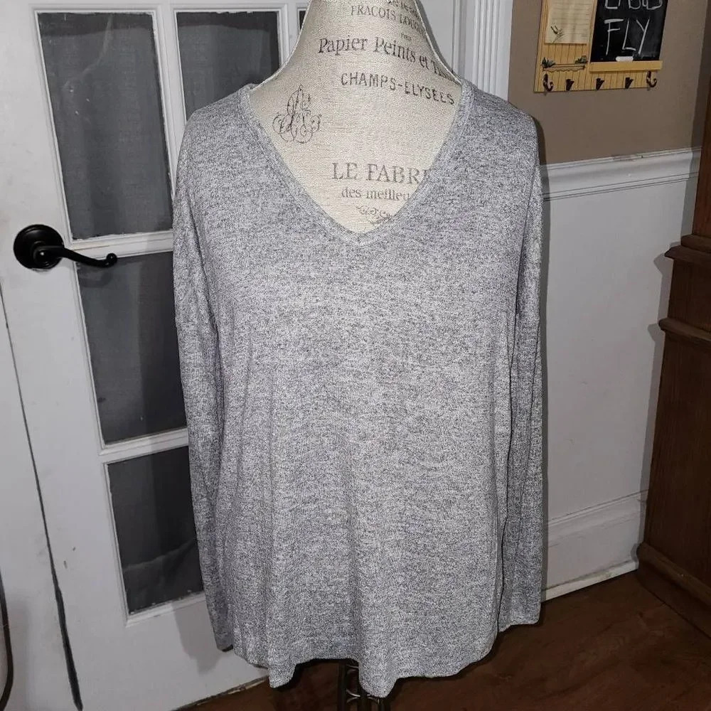 Rag‎ & Bone/ Jean Womens Heathered Gray V Neck Sweater Medium